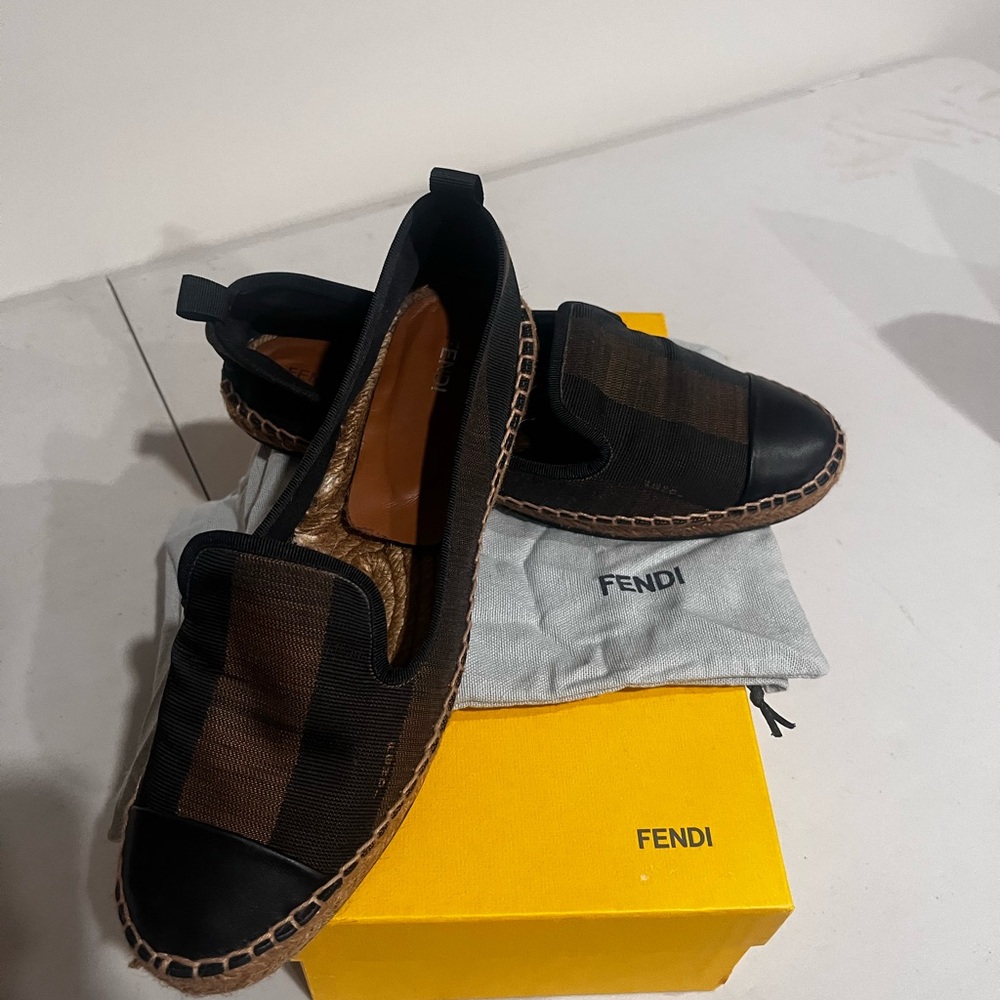 Fendi Black and Brown Espadrille Flats 8 1/2 - Picture 6 of 6